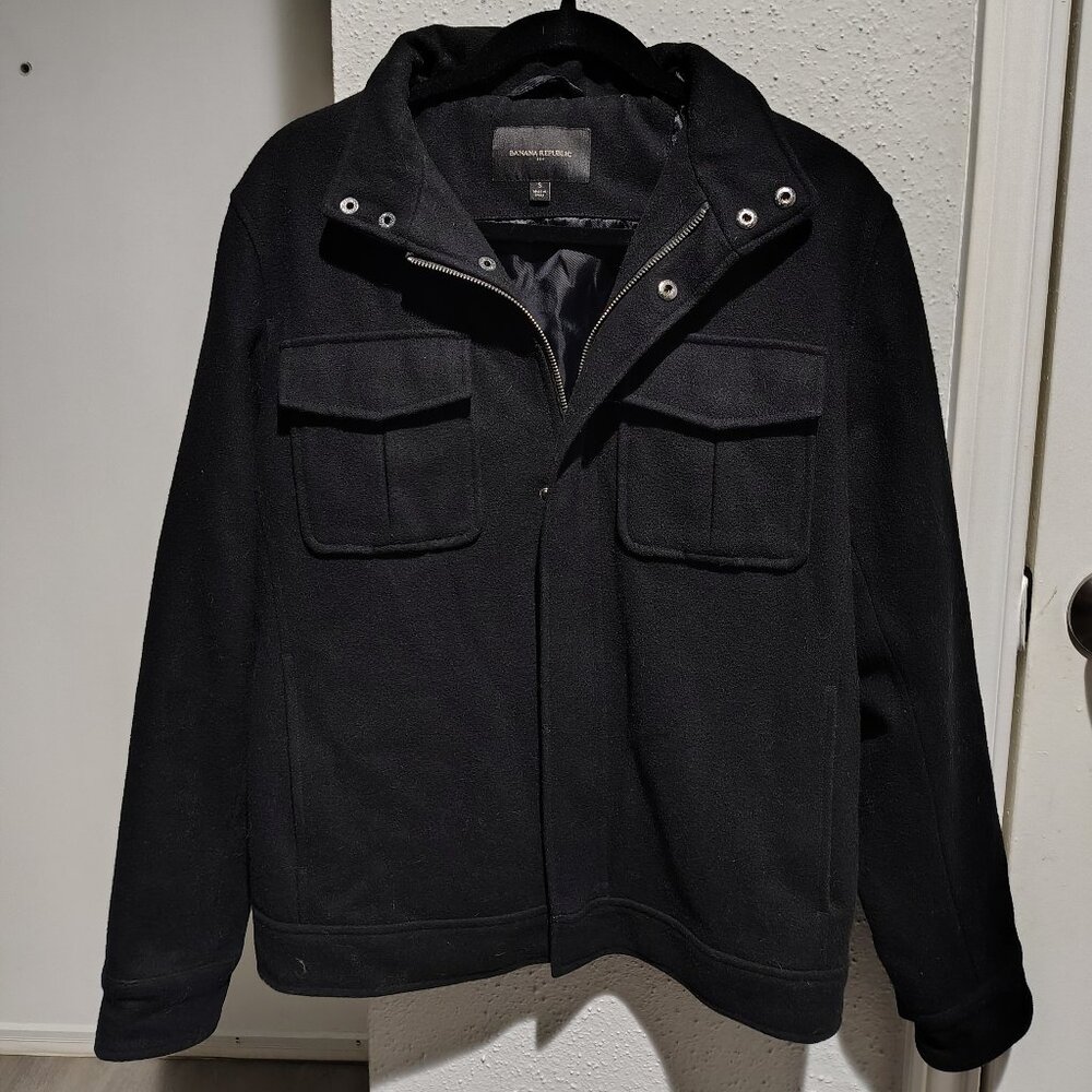 Banana Republic Men's Black Wool-blend Utility Field Jacket